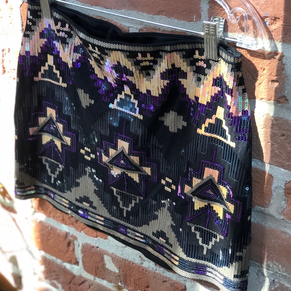 Express Geometric Sequin Mini Skirt